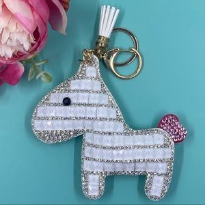 ✨ White ✨Lucky Crystal Bling Horse Keychain